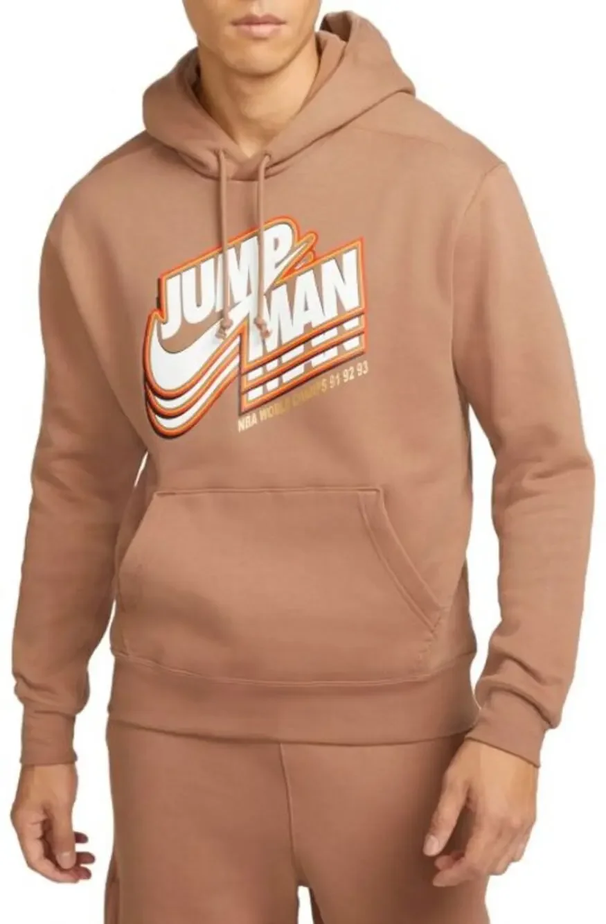 Nike Jordan Jumpman Fleece Pullover Hoodie Archaeo Brown Sweatshirt Mens Medium